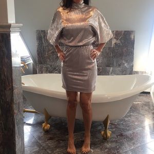 Molly Bracken rose gold bat wing dress open back